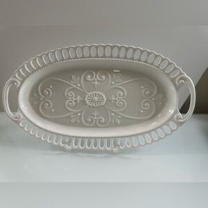 Lenox Swedish Lodge Collection Pieced Sandwich Tray 14" White